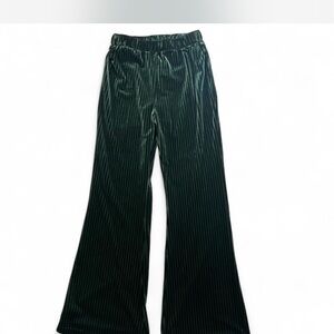 Elegant Green Velvet Wide Leg Pants